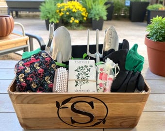 Personalized Gardening Gift Box | Garden Starter Kit with Tools & Tote | Small or Deluxe Garden Gift Set