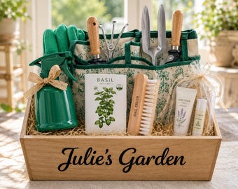 Personalized Gardening Gift Box | Garden Starter Kit with Tools & Tote | Small or Deluxe Garden Gift Set