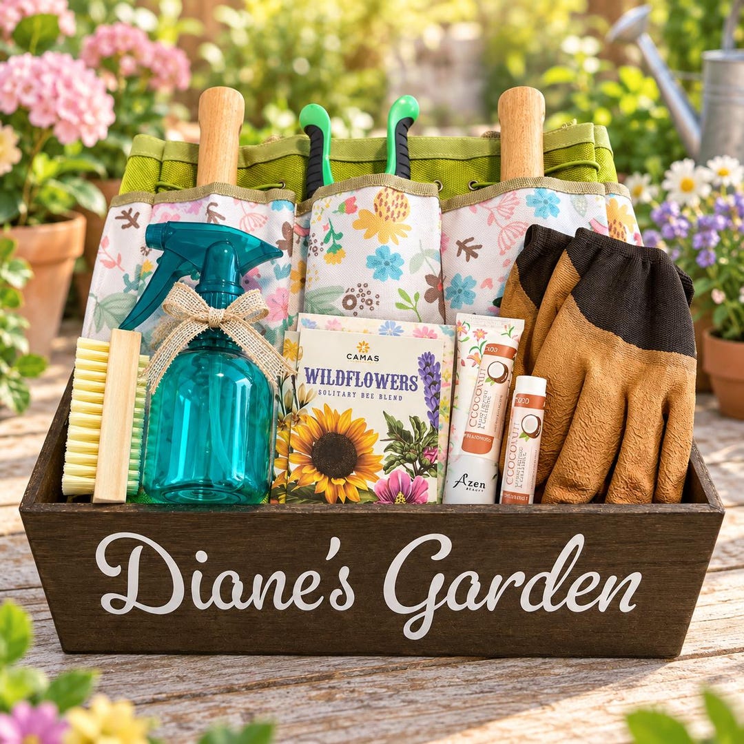 Gardening Starter Box for Beginners | Wood Planter, Basic Tools