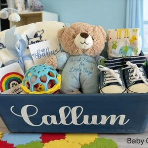 Baby Boy Gift Basket, Baby Boy Gift Box, New Baby Boy Basket, Baby Boy Care Package, Personalized Baby Boy Gift