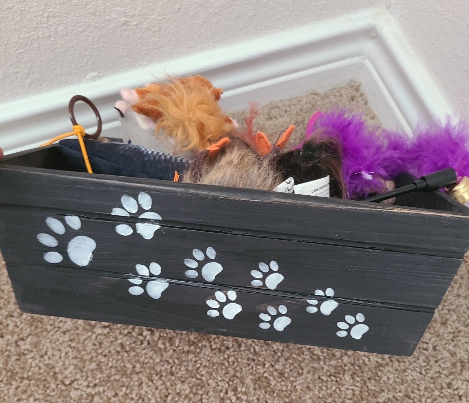 Cat Toy Bin Personalized Cat Toy Box Wood Cat Toy Box Cat Etsy