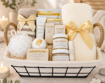 Panier-cadeau spa de luxe pour femme : kit de relaxation et d'autosoins de 16 pièces