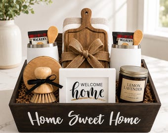 Welcome Home Gift Basket | Monogram Family Name | Personalized Home Decor Gift