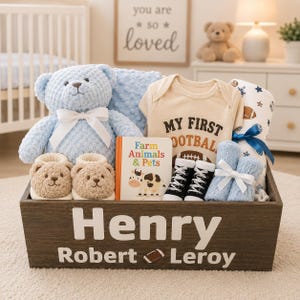 New Baby Boy Gift Box, Personalized Baby Boy gift box Gifts Included, Custom Newborn Baby Boy Gift Box