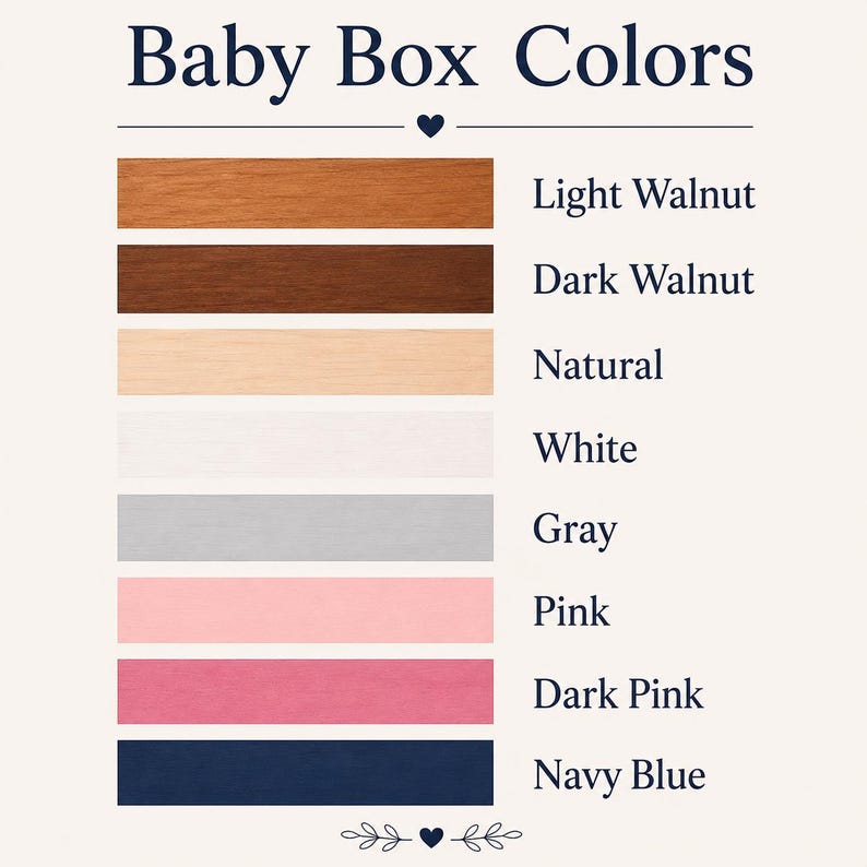 Coffret cadeau bébé fille : boîte en bois personnalisée solide avec nom peint à la main, remplie d'articles de qualité pour bébé image 19
