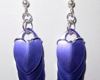 Purple Dragon Scale Chain Maille Earrings