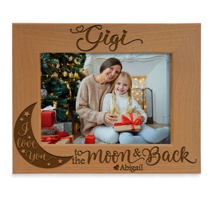PERSONALIZED-Gigi I Love You to the Moon & Back Engraved Picture Frame. Birthday, Christmas, Mother's Day, Best Gigi, Gigi and Me Photo Gift