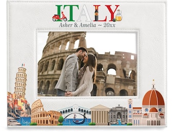 PERSONALIZED - Italy Picture Frame. Family Vacation, Couple Vacation, Wedding, Honeymoon, Engagement, Anniversary Gift. Wedding Photo