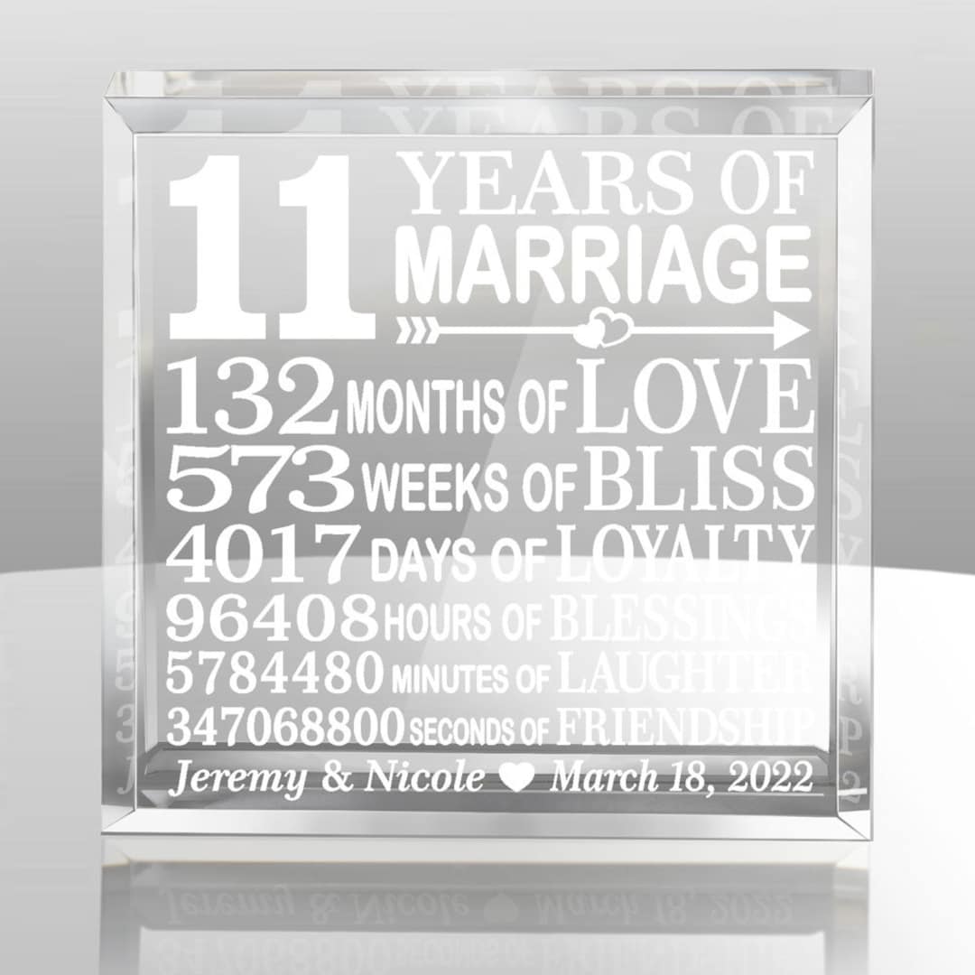 PERSONALIZED -11 Years of Marriage Engraved Acrylic Keepsake ...