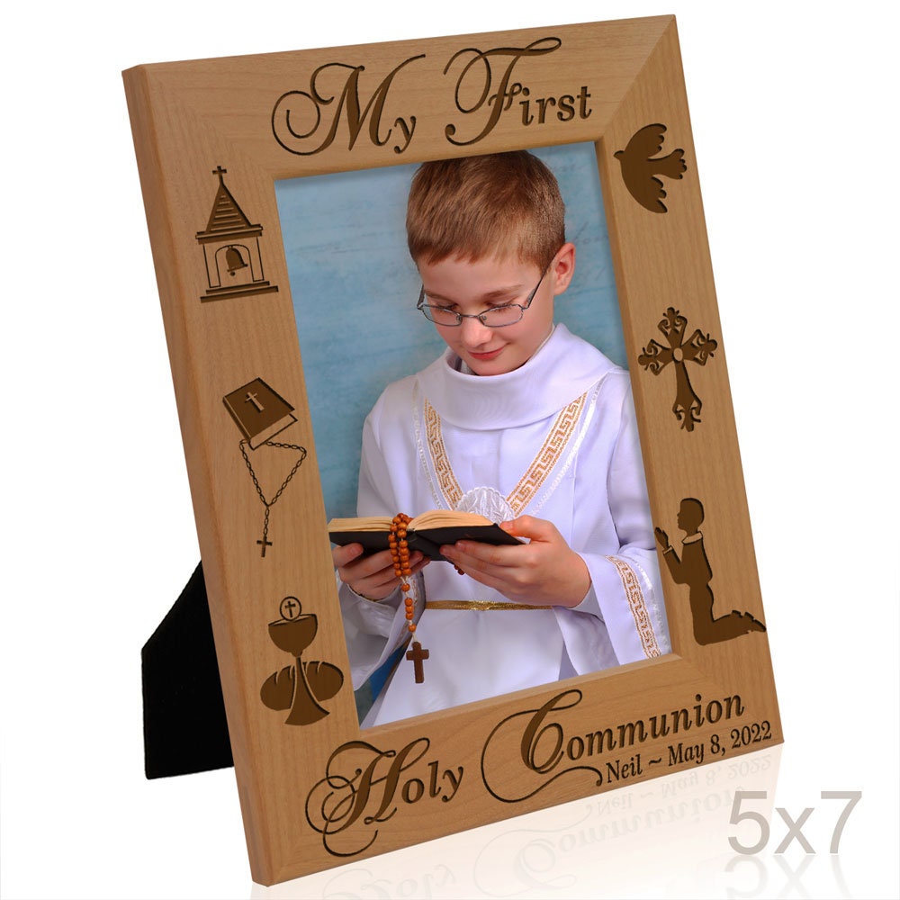 Priest Frame PERSONALIZED - My First Holy Communion Engraved Religious Picture Frame ...