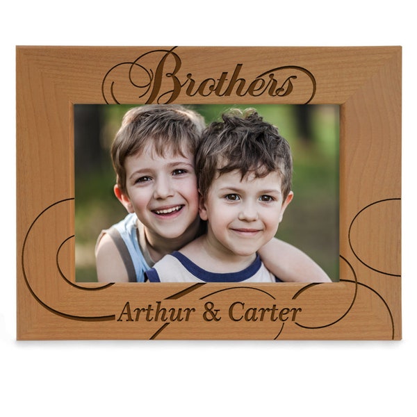 PERSONALIZED - Brothers Scrolls Engraved Picture Frame. Best Brothers Ever, Birthday, Christmas, Wedding, Siblings, Photo, Best Friend Gift