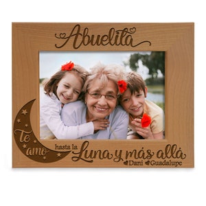 PERSONALIZED - Abuelita Te Amo Hasta La Luna Y Mas Alla Picture Frame. Birthday, Christmas, Mother's Day Gift for Abuela, Grandma Photo Gift