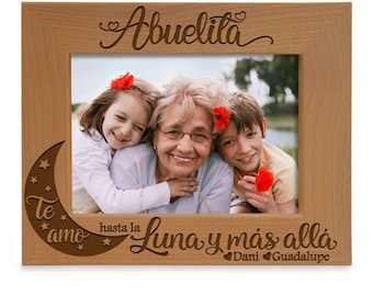 PERSONALIZED - Abuelita Te Amo Hasta La Luna Y Mas Alla Picture Frame. Birthday, Christmas, Mother's Day Gift for Abuela, Grandma Photo Gift