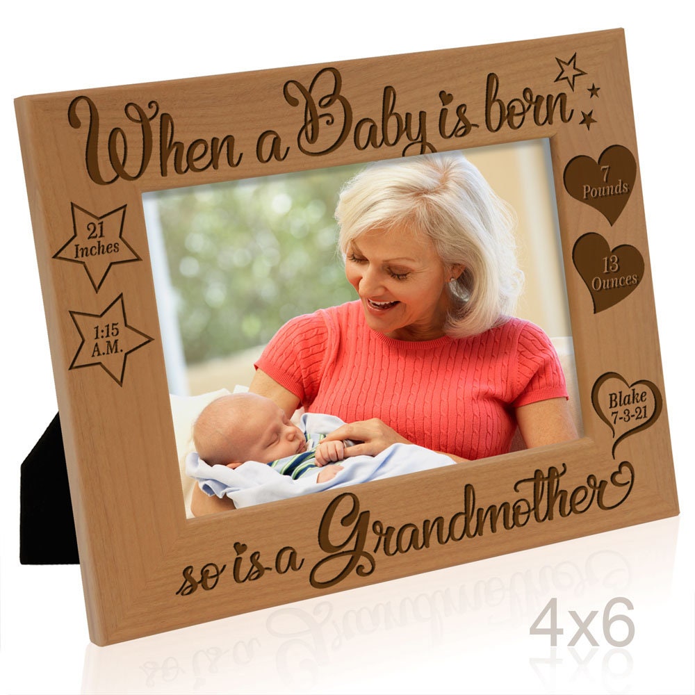 Cornice Portafoto In Legno Con Scritta "When A Baby Is Born So Is A Grandmother" - 15x10 Cm - Regalo Per La Nonna - 2