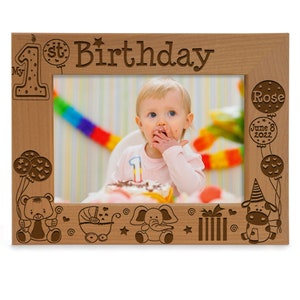 PERSONALIZED -My 1st Birthday Classic Engraved Picture Frame. Baby Shower, Baby&#39;s 1st Birthday Gift for Son or Daughter. Birthday Photo Gift