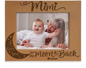 PERSONALIZED - Mimi I Love You to the Moon & Back Engraved Picture Frame. Best Grandma, Birthday, Christmas Gift for Mimi. Mimi Photo Gift