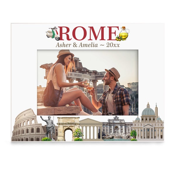 PERSONALIZED - Rome Picture Frame. Wedding, Anniversary, Honeymoon, Engagement, Family Vacation, Couple Vacation Gift. Wedding Photo Gift.