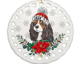 PERSONALIZED - Cavalier King Charles Spaniel Dog Ceramic Ornament. Christmas, Family, Dog Parents, Dog Mom, Dog Dad, Furry Friend Gift