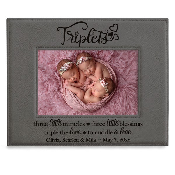 PERSONALIZED -Triplets Three Little Miracles Three Little Blessings Triple The Love To Cuddle & Love Picture Frame. Triplets Newborn Photo