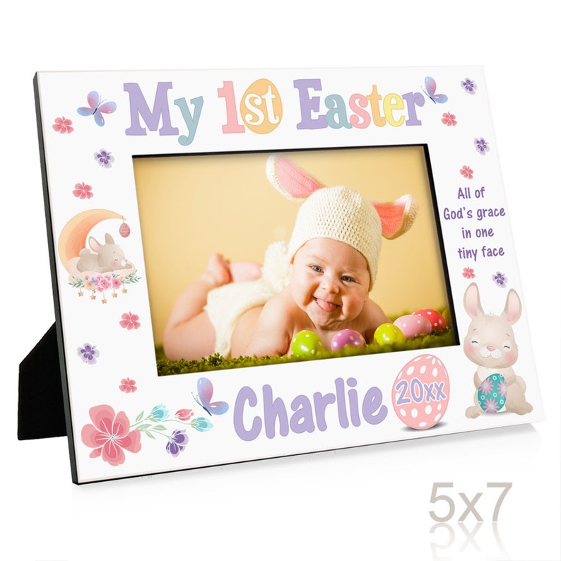 PERSONALIZED My 1st Easter All of God's Grace In One Tiny Face Picture Frame. Baby's First Easter. Easter Photo Frame for Baby. Baby Photo image 8