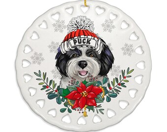 PERSONALIZED - Zuchon Dog Ceramic Ornament. Gift for Christmas, Family, Holiday Season, Dog Parents, Dog Mom, Dog Dad, Furry Friend