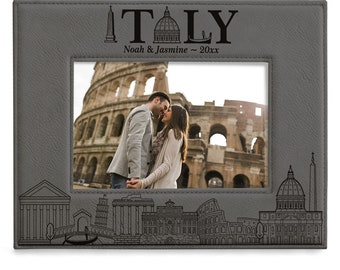 PERSONALIZED - Italy Picture Frame. Family Vacation, Couple Vacation, Wedding, Honeymoon, Engagement, Anniversary Gift. Wedding Photo