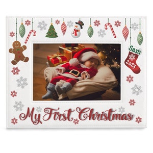 PERSONALIZED - My First Christmas Cute Picture Frame. Classic Christmas Gift for Baby Boy or Girl, Baby&#39;s First Christmas Frame. Baby Photo