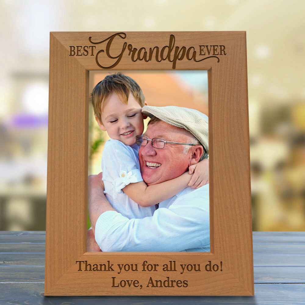 PERSONALIZED Best Grandpa Ever Natural Wood Picture Frame. Etsy