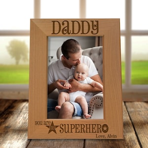 Father&#39;s Day Photo Frame | You Are My Superhero | Gift for Dad | Superhero Dad | Personalized Father&#39;s Day Picture Frame | Custom Daddy Gift