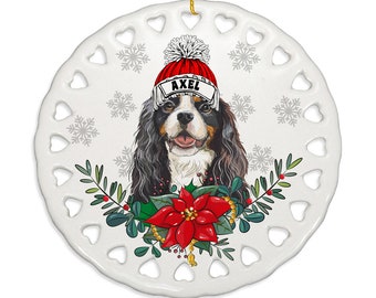PERSONALIZED-Cavalier King Charles Spaniel Dog Ceramic Ornament. Christmas, Family, Holiday Season, Dog Parents, Dog Mom & Dad, Furry Friend