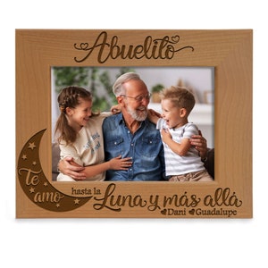 PERSONALIZED - Abuelito Te Amo Hasta La Luna Y Mas Alla Picture Frame. Birthday, Christmas, Father&#39;s Day Gift for Abuelo, Grandpa Photo Gift