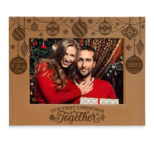 PERSONALIZED - Our First Christmas Together Engraved Picture Frame. 1st Christmas as a Couple, Husband & Wife, Holiday, Christmas Photo Gift