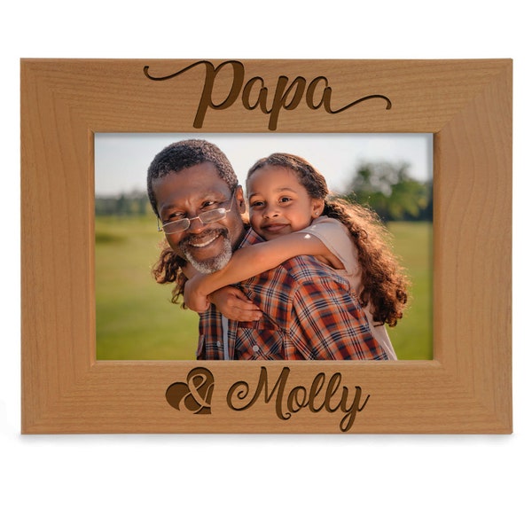 PERSONALIZED -  Papa & Me Engraved Natural Wood Picture Frame. Best Papa Ever, First Time Grandfather, Papa's Birthday, Grandparent's Gifts