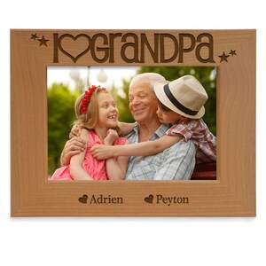 PERSONALIZED-I Love Grandpa Engraved Cute Picture Frame Best Grandpa Ever, Birthday, Christmas, 1st Time Grandfather, Grandparent&#39;s Day Gift