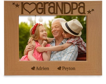 PERSONALIZED-I Love Grandpa Engraved Cute Picture Frame Best Grandpa Ever, Birthday, Christmas, 1st Time Grandfather, Grandparent's Day Gift