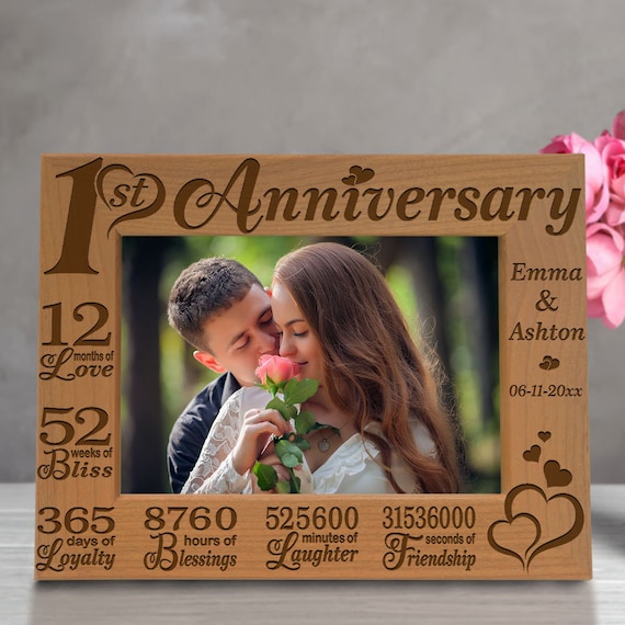 1st Anniversary Romantic Gifts for Him Her - One Year Paper Anniversary  Picture Frame Gifts for 4x6 Photos - 1 Year Anniversary Valentines Gifts  for