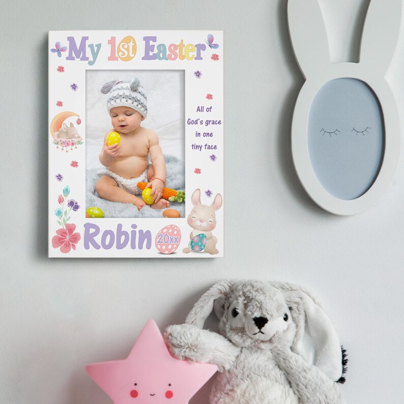 PERSONALIZED My 1st Easter All of God's Grace In One Tiny Face Picture Frame. Baby's First Easter. Easter Photo Frame for Baby. Baby Photo image 5