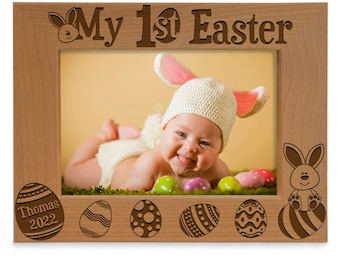 PERSONALIZED - My 1st Easter Cute Engraved Picture Frame. First Easter, Baby Shower, Nursery Gift for Baby Boy or Girl or 1st Time Mothers