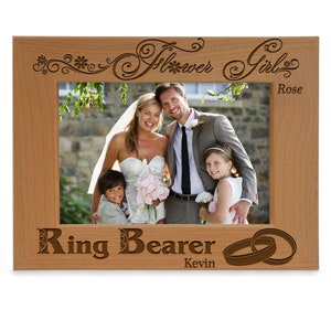 PERSONALIZED - Flower Girl Ring Bearer Engraved Wedding Picture Frame. Wedding Gift for Flower Girl & Ring Bearer from Bride and Groom