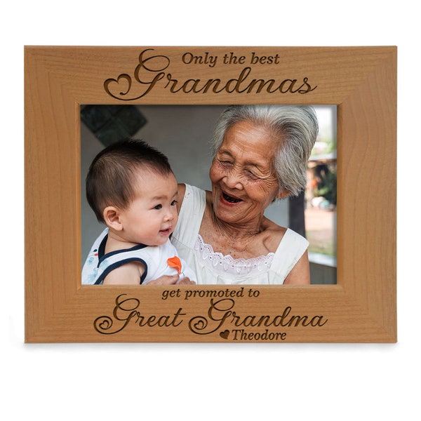 PERSONALIZED - Only The Best Grandmas Get Promoted to Great Grandma Engraved Picture Frame. Ideal Mother's day, Birthday, Great Grandma Gift