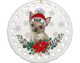 PERSONALIZED- Chihuahua Dog Cute Ornament. Gift for Christmas, Family, Holiday Season, Dog Parents, Dog Mom, Dog Dad, Furry Friend