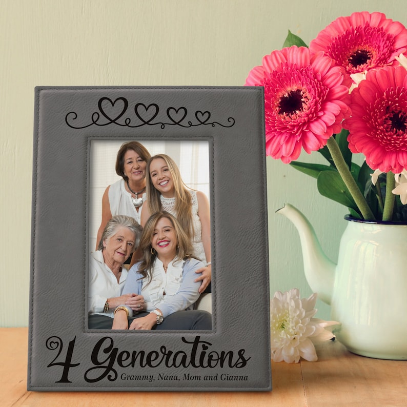 PERSONALIZED - Four Generations Hearts Engraved Classic Picture Frame ...