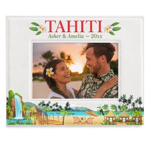 PERSONALIZED - Tahiti Picture Frame. Wedding Photo. Family Vacation, Couple Vacation, Wedding, Anniversary, Honeymoon, Engagement Gift.