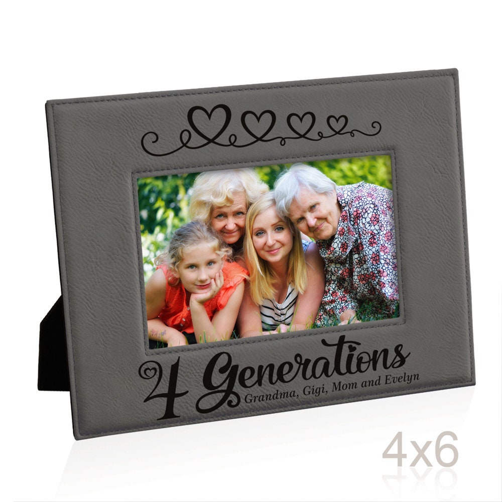 PERSONALIZED - Four Generations Hearts Engraved Classic Picture Frame ...