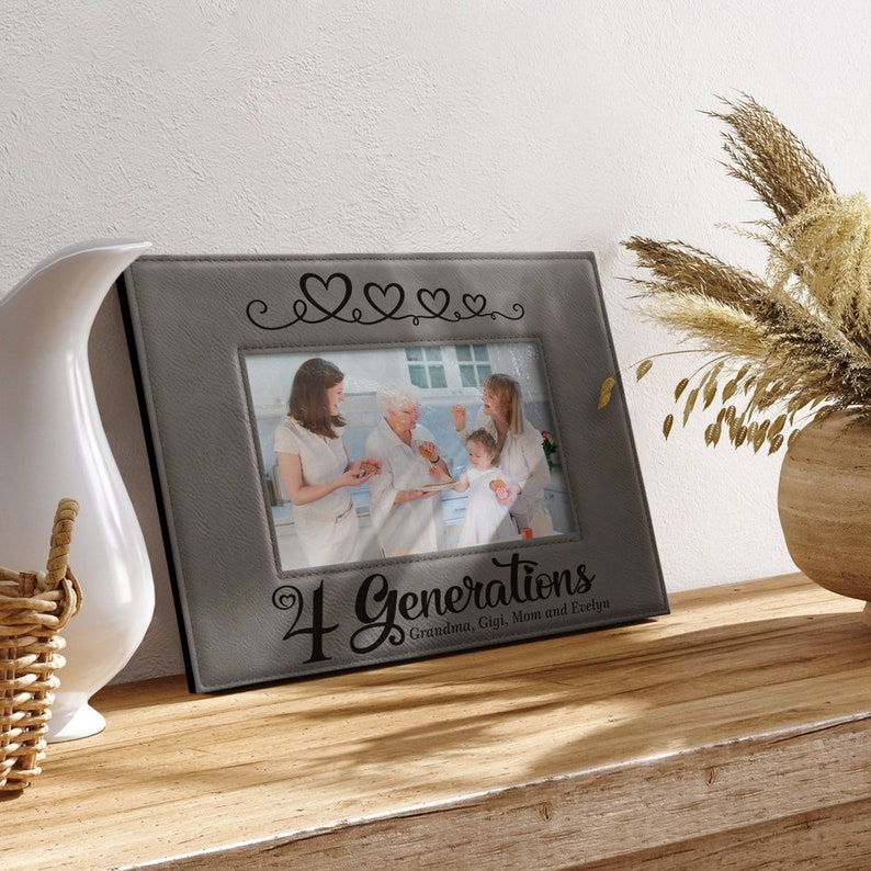 PERSONALIZED - Four Generations Hearts Engraved Classic Picture Frame ...
