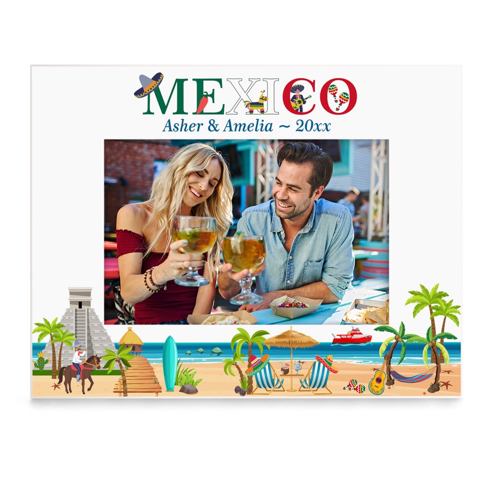 PERSONALIZED -Mexico Beach Picture Frame. Family Vacation, Couple Vacation, Wedding, Anniversary, Honeymoon, Engagement Gift. Wedding Photo.