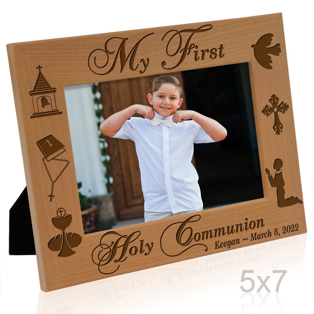 Priest Frame PERSONALIZED - My First Holy Communion Engraved Religious Picture Frame ...