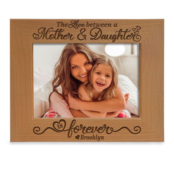 PERSONALIZED - The Love Between a Mother & Daughter is Forever Engraved Sentimental Picture Frame. Mother's Day, Birthday, Christmas Gift