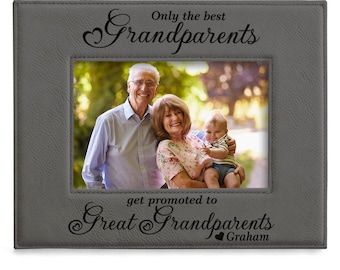 PERSONALIZED - Only the Best Grandparents Get Promoted to Great Grandparents Engraved Picture Frame. Christmas, Great Grandparents Gifts