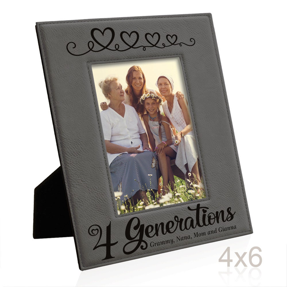 PERSONALIZED - Four Generations Hearts Engraved Classic Picture Frame ...